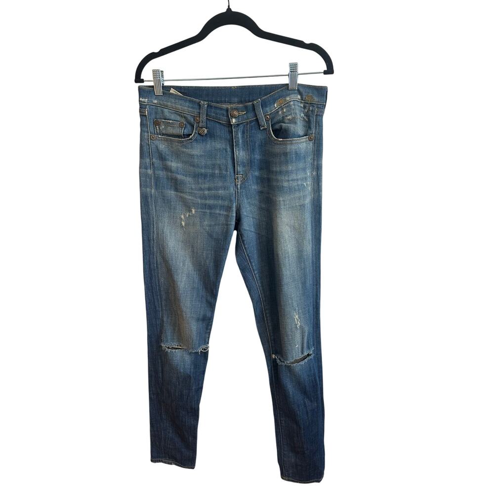 R13 Mid Rise Skinny Jeans Sz 27x30 Lav Wash #8 Medium Wash Blue Denim